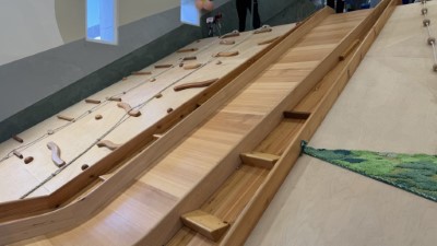 「融岩基地」攀岩場使用在地的國產材臺灣杉與柳杉等國產材作為場域素材